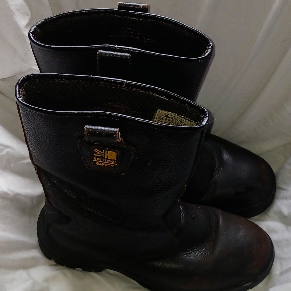KARRIMOR Men's Leather Safety/Slip Resistant Biker Boots - Pre-owned